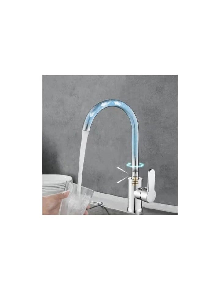 Modern Chrome-Plated Kitchen Sink Mixer Tap with Swivel Spout and Single Lever Handle - Image 3