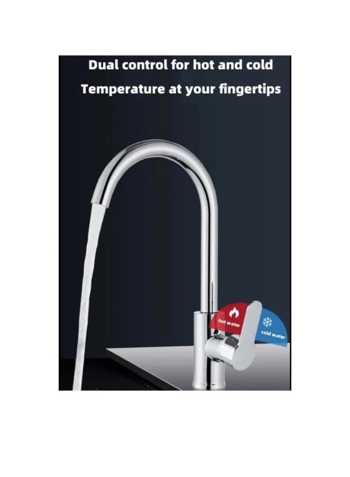 Modern Chrome-Plated Kitchen Sink Mixer Tap with Swivel Spout and Single Lever Handle - Image 5