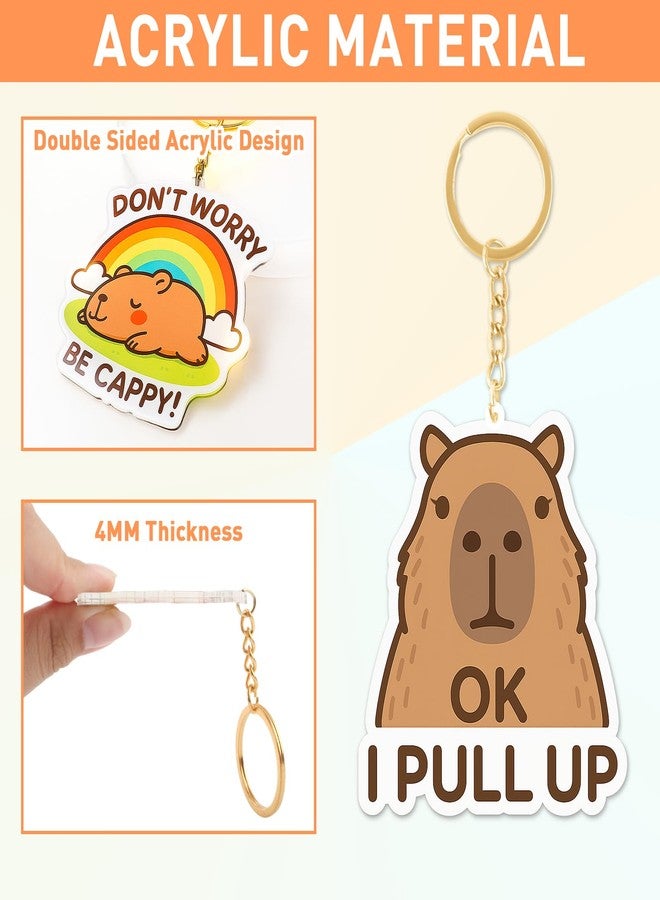 فينبي مجموعة فينبي المكونة من 8 سلاسل مفاتيح على شكل حيوان الكابيبارا، مجموعة تعليقات لطيفة على شكل حيوان الكابيبارا، إكسسوارات حقائب الظهر والحقائب للأطفال من الجنسين، أشياء مضحكة على شكل حيوان الكابيبارا وأفكار هدايا، هدايا عيد الميلاد - Image 3