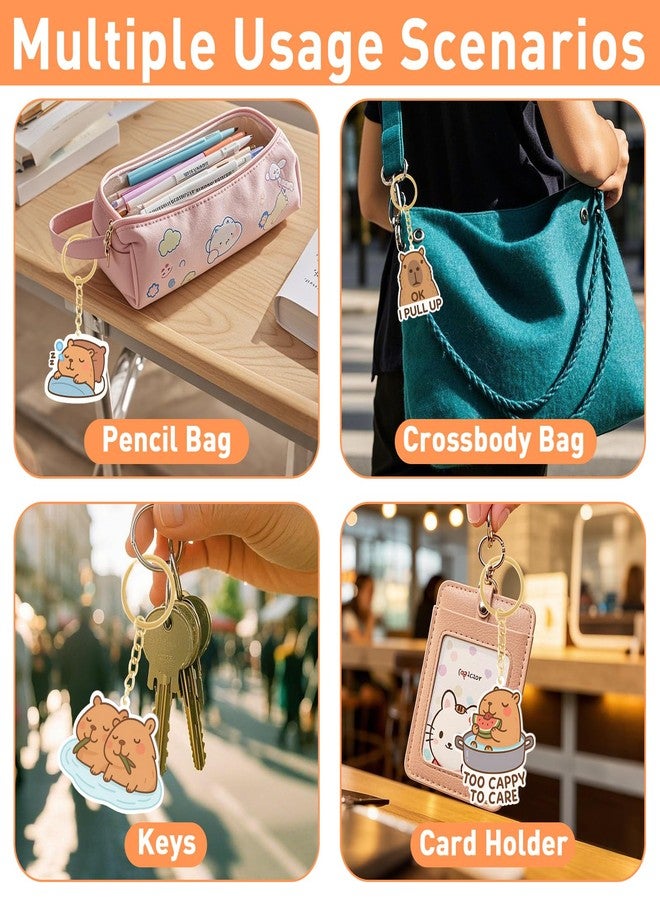 فينبي مجموعة فينبي المكونة من 8 سلاسل مفاتيح على شكل حيوان الكابيبارا، مجموعة تعليقات لطيفة على شكل حيوان الكابيبارا، إكسسوارات حقائب الظهر والحقائب للأطفال من الجنسين، أشياء مضحكة على شكل حيوان الكابيبارا وأفكار هدايا، هدايا عيد الميلاد - Image 4