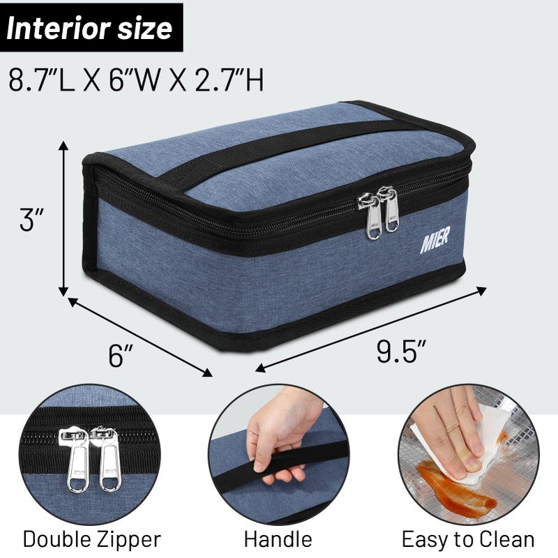 MIER Small Lunch Bag for Kids & Adults Compact Insulated Lunch Box Portable Thermal Mini Cooler for Work School Travel, Bluesteel - Image 3