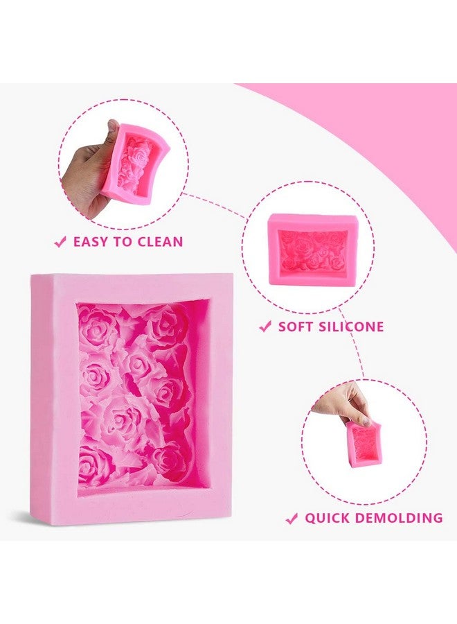 OBTANIM 2 Pcs Silicone Square Rose Flower Fondant Molds Handmade Chocolate Candy Moulds For Diy Craft Art Soap Candle Making Cake Decoration - Image 3