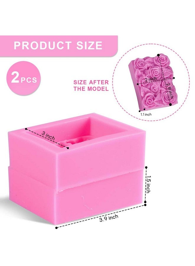 OBTANIM 2 Pcs Silicone Square Rose Flower Fondant Molds Handmade Chocolate Candy Moulds For Diy Craft Art Soap Candle Making Cake Decoration - Image 2