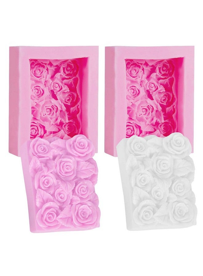 OBTANIM 2 Pcs Silicone Square Rose Flower Fondant Molds Handmade Chocolate Candy Moulds For Diy Craft Art Soap Candle Making Cake Decoration - Image 1
