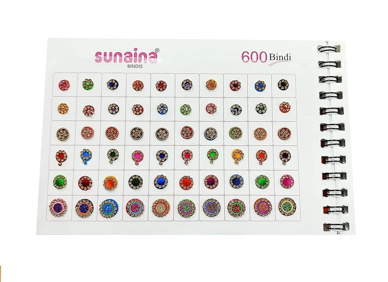 Sunaina New Spiral Designer Assorted Long MulticolourRedMaroon Mix Shape Outline Sticker Kumkum Bindi Book For Women Girls Pack of 600 Bindis - Image 3