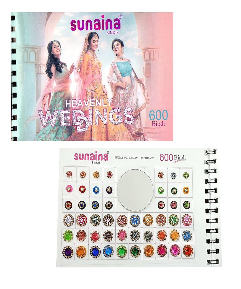 Sunaina New Spiral Designer Assorted Long MulticolourRedMaroon Mix Shape Outline Sticker Kumkum Bindi Book For Women Girls Pack of 600 Bindis - Image 1