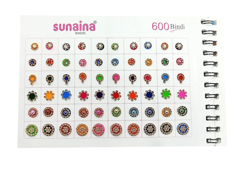 Sunaina New Spiral Designer Assorted Long MulticolourRedMaroon Mix Shape Outline Sticker Kumkum Bindi Book For Women Girls Pack of 600 Bindis - Image 2