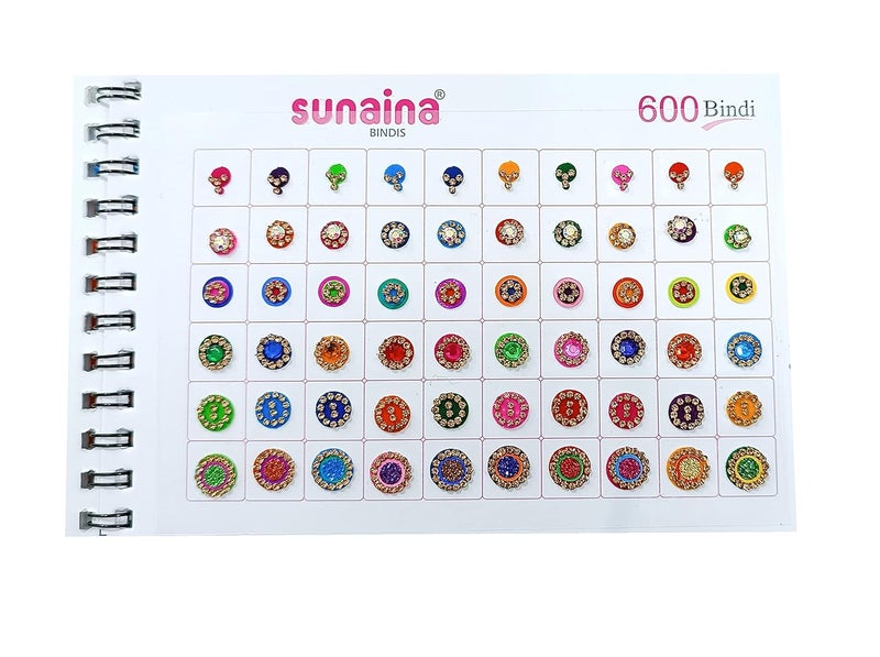 Sunaina New Spiral Designer Assorted Long MulticolourRedMaroon Mix Shape Outline Sticker Kumkum Bindi Book For Women Girls Pack of 600 Bindis - Image 4