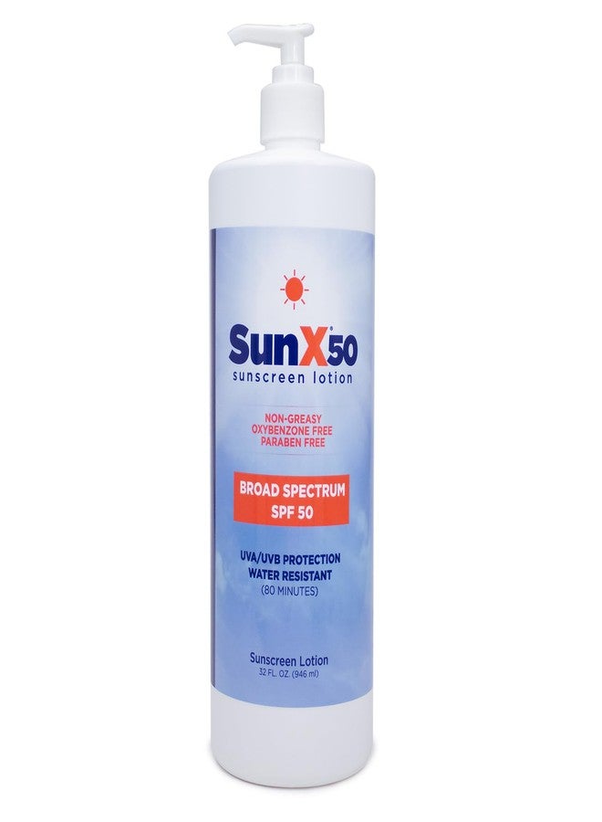 CoreTex Sun X 50 SPF Broad Spectrum Sunscreen Lotion - 32oz Bottle of Paraben, Oxybenzone, Octinoxate, & Oil Free Sunscreen - No White Cast and Water & Sweat Resistant Up to 80 Minutes - Image 1