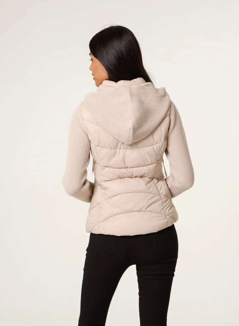 Blue Vanilla Knitted Sleeve Puffer Jacket