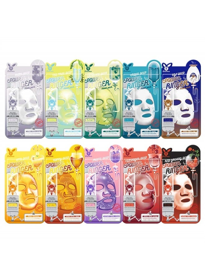 Elizavecca أقنعة ماسك ديب باور رينجر 10 نوع / الجمال الكوري / كيبوتي / حزمة قناع الوجه / حزمة قناع الشيت - Image 1