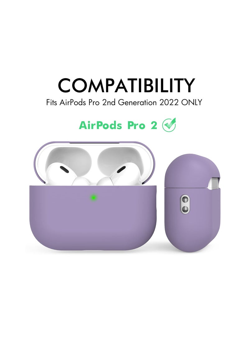 KASTWAVE AirPods Pro 2 Case Cover 2022, Premium Silicone Case Cover with Lanyard Fully Protective with Front LED Visible (Dark Purple) - Image 2