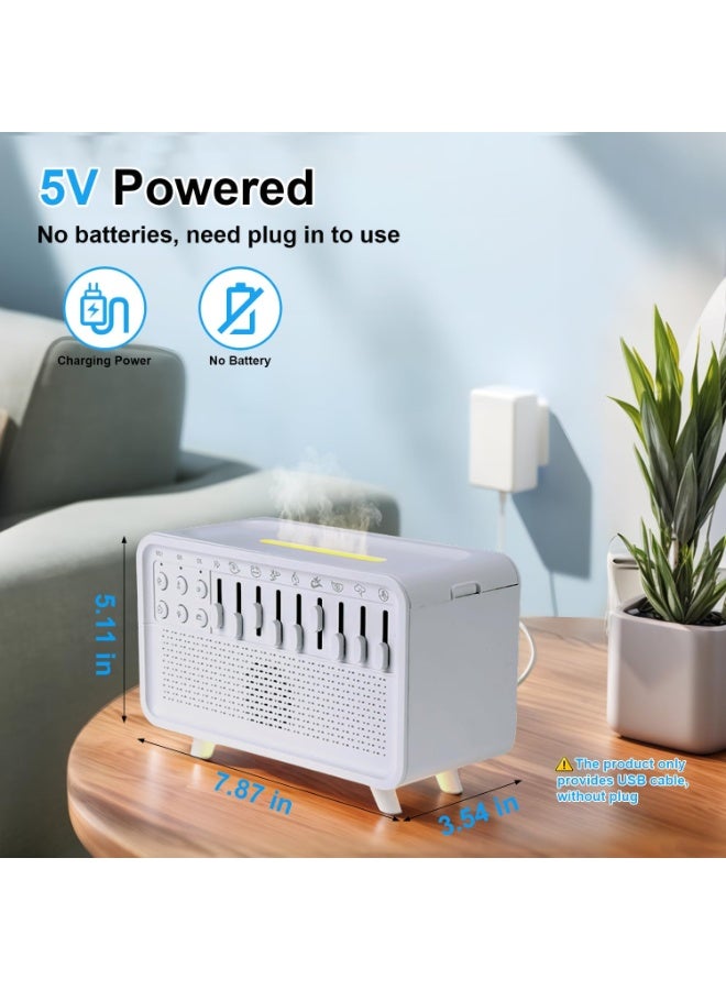 LIXES White Noise Night Light Humidifier, 3-in-1 White Noise Sound Machine Humidifier with 8 Ambient Sounds, Diffuser Sound Box Powered by USB, Sleep Sound Machine for Home Office, Timer - Image 2