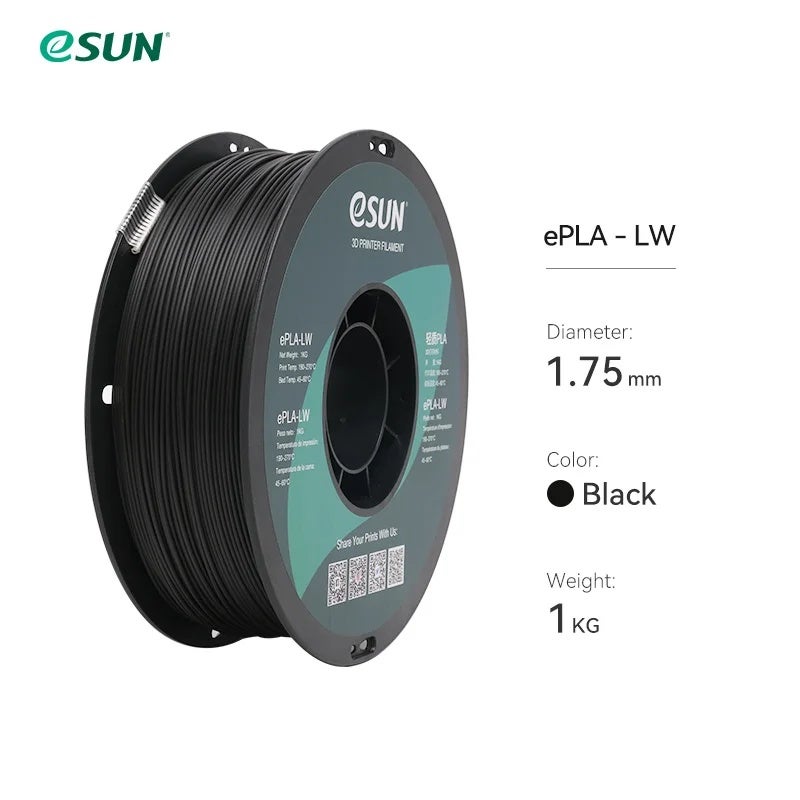 إي صن طابعة ثلاثية الأبعاد Esun Pla-lw Lightweight Foaming 3D Printer Filament 1.75mm 1kg for RC Airplane Models, 1.75MM Black - Image 1