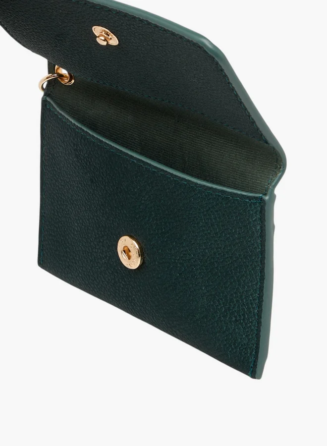 Flora Bella By Shoexpress Solid Card Holder with Button Closure