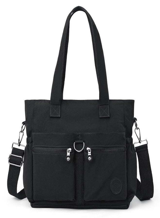 Collsants Tote Bag for Women Nylon Purse and Handbags Tote Purse Crossbody Bag Messenger Bag (black) - Image 1