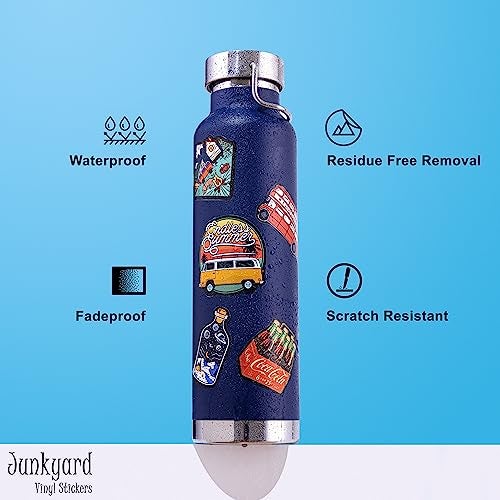 junkyard Waterproof Vinyl Travel Stickers for laptopS, tabs, Luggage, journals and Other Art n Craft Activities (Pack of 70), Self-Adhesive, 50 x 25 x 1 Millimeters - Image 3