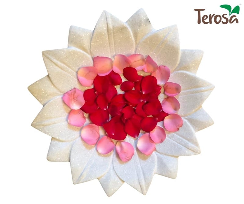 Terosa Terosa Pearl White Lotus Handmade Marble Uruli or Urli or Flower Bowl or Bowl for Floating Flowers or Tea Lights or Candles or Flower Bowl or Diwali Decoration Bowl Standard 9 in Diameter  - Image 4