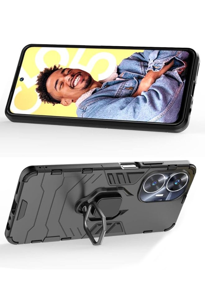 RUGGED SHIELD Realme C55 Case, Built-in 360° Rotate Ring Kickstand, Shockproof Drop Proof Protection, Heavy Duty Shockproof Protective Case for Realme C55 (4G 2023), Black  - Image 4