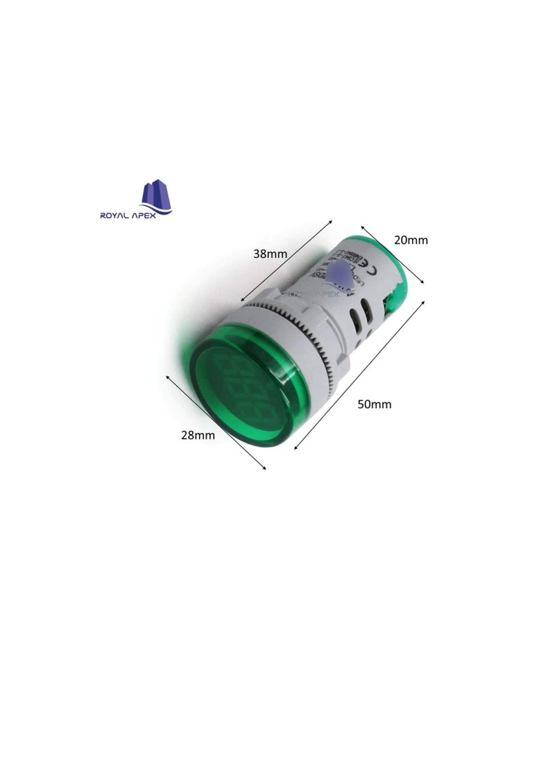 مقياس الفولتميتر الرقمي المستدير LED AC 60-500V | مجموعة مصابيح لوحة مؤشر مراقبة الجهد الكهربائي من 3 (أخضر)  - Image 3