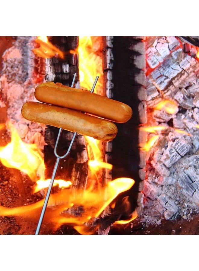 Ajmyonsp Marshmallow Roasting Sticks with Wooden Handle Extendable Forks Set of 8Pcs 32Inch Telescoping Smores Skewers for Campfire, Firepit, and Sausage BBQ - Image 5