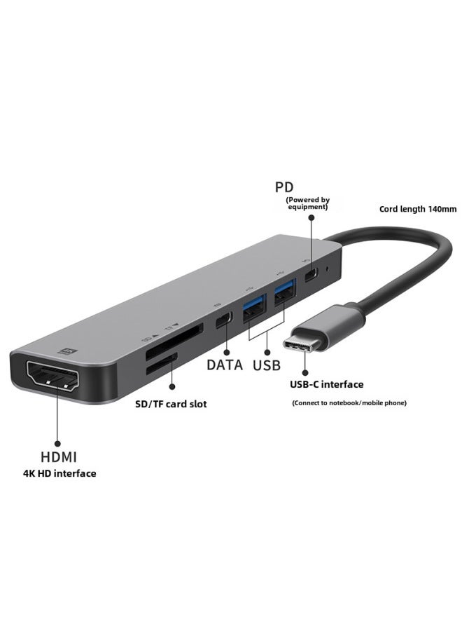 نيوترل محول HDMI 4K 60Hz مع شحن سريع PD لمحطات إرساء Type-C 7 في 1 لأجهزة أبل وهواوي - Image 2