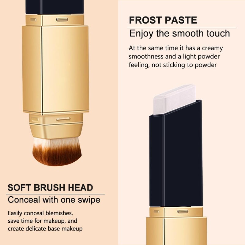 SOLOTREE 2 IN 1 Double Head Foundation Stick, Portable Makeup Color Changing Concealers, Hydrating Lightweight Foundation Stick with Brush - Image 2
