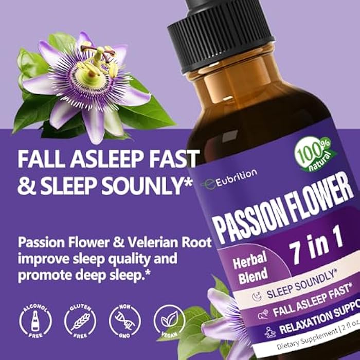 Eubrition Passion Flower Extract Tincture for Sleep Support, Natural Herbal Formula with Valerian Root Chamomile Extract Support Sleep Soundly & Relaxation. High Bioavailability Supplement.2oz - Image 2