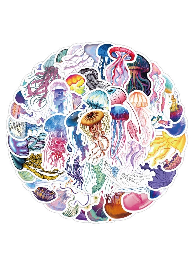 NIBEMINENT 50 Pcs Cartoon Jellyfish Deco Kit Waterproof Stickers, High Definition Printing Bright Colors, Suitable for Laptop Skateboard Luggage Water Bottle Guitar DIY - Image 2