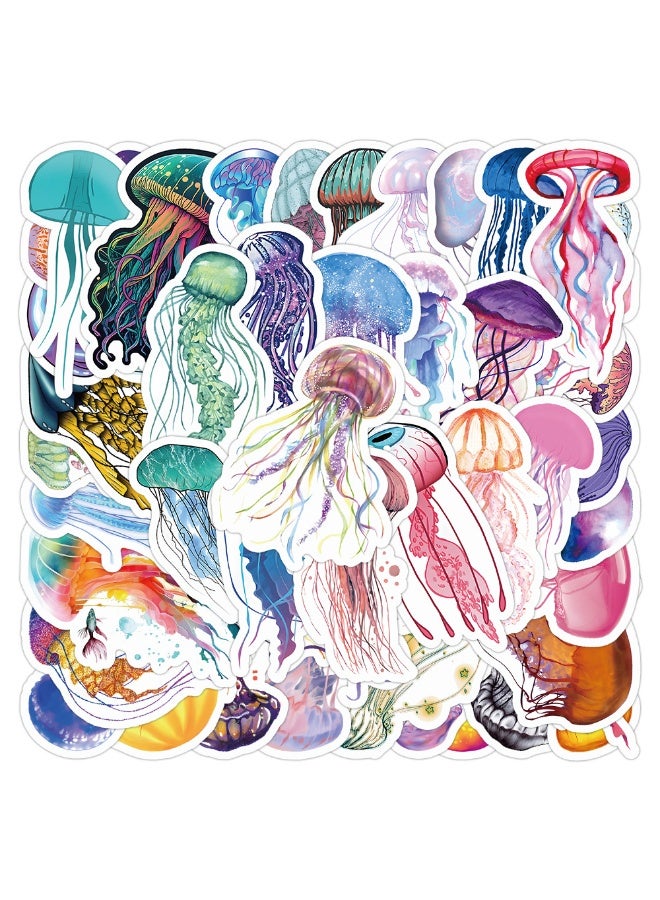 NIBEMINENT 50 Pcs Cartoon Jellyfish Deco Kit Waterproof Stickers, High Definition Printing Bright Colors, Suitable for Laptop Skateboard Luggage Water Bottle Guitar DIY - Image 1