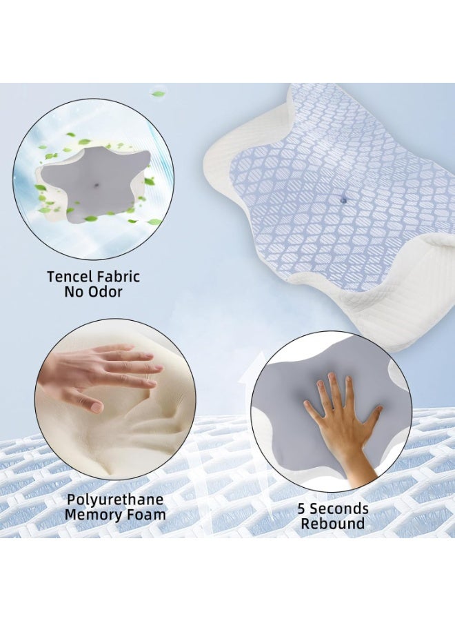 سکیلو وسادة رغوة الذاكرة العظمية لتخفيف آلام الرقبة بتصميم مريح مجوف لراحة الرقبة قابلة للتعديل مناسبة للنوم على الظهر والجانب والبطن مع غطاء قابل للغسل بلون رمادي - Image 2