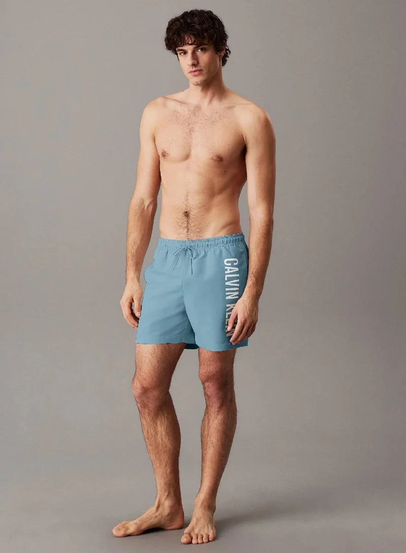 Calvin Klein Skim Blue Medium Drawstring Swim Shorts - Intense Power for Men | Best Price UAE