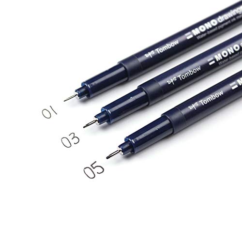 Tombow 66403 MONO Drawing Pen, 3-Pack. Create Precise, Detailed Drawings with Three Tip Sizes – 01, 03 and 05 - Image 3