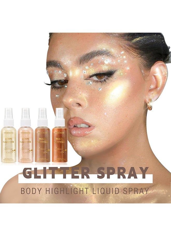 VERONNI Body Glitter Highlight, Glitter Body Oil, Moisturizing Lightweight Glitter Glow Illuminator, Non-stick Body Glow Liquid Highlighter Makeup Your Skin, Smooth Liquid Spray Summer Body Illuminator (#01 Pearl White)  - Image 3