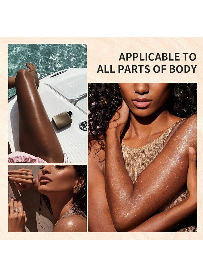 VERONNI Body Glitter Highlight, Glitter Body Oil, Moisturizing Lightweight Glitter Glow Illuminator, Non-stick Body Glow Liquid Highlighter Makeup Your Skin, Smooth Liquid Spray Summer Body Illuminator (#01 Pearl White)  - Image 4