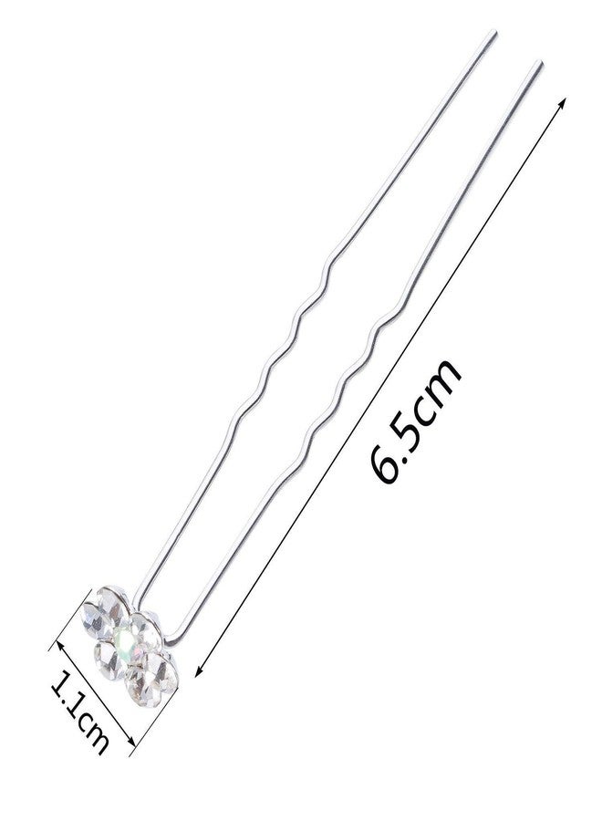 Glamyou 24 Pack Flower Crystal Rhinestone Hair Pins for Bridal Wedding Hair Accessories (White) - Image 4