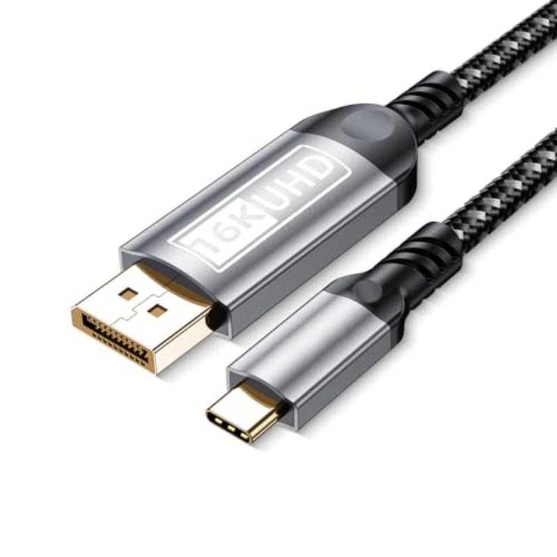 USB-C to DisplayPort 2.1 Cable for 16K Ultra HD Video 80Gbps High Speed Thunderbolt 5 4 3 Compatible with MacBook Pro Air for iPhone 17 Pro Max for iPad Pro and Dell XPS 2 Meters - Image 1