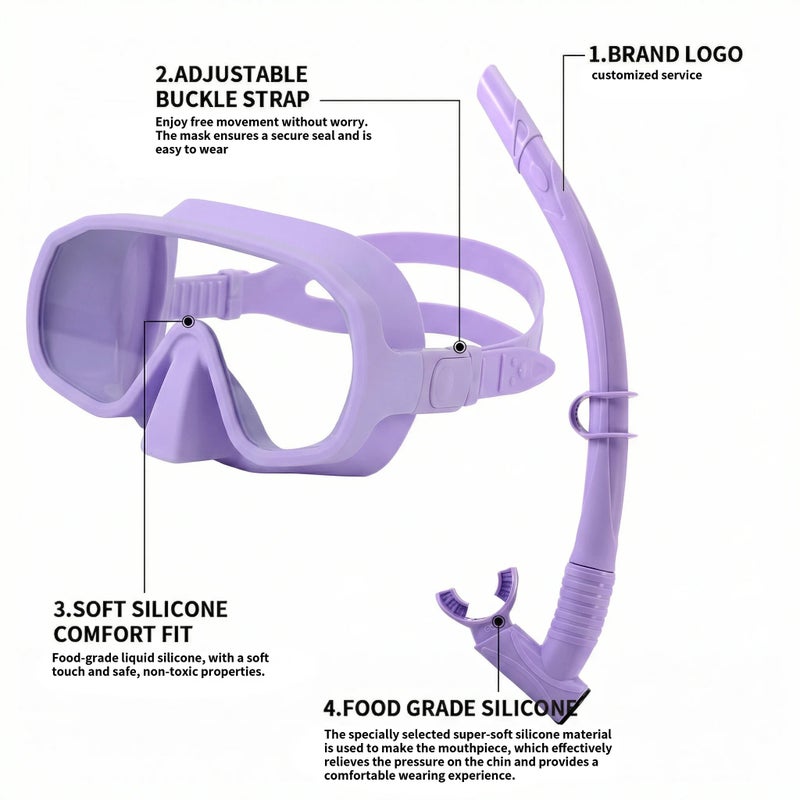 Bluejw Professional Adjustable High Quality Glass Lens Snorkel Dry Top Diving Goggles Anti-Fog Waterproof Anti-Leak Wide Vision Adult - Image 3