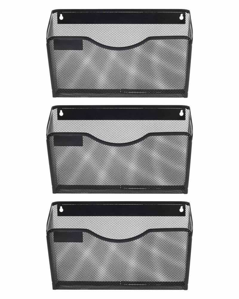 EasyPAG Wall File Organizer Single Pocket Mesh Hanging File Folder Organizer for Letter/A4 Size Folders Wall Mounted Vertical Mail Holder for Paperwork, Office, Home, School, Silver - Image 1