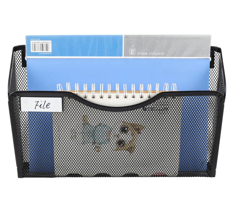 EasyPAG Wall File Organizer Single Pocket Mesh Hanging File Folder Organizer for Letter/A4 Size Folders Wall Mounted Vertical Mail Holder for Paperwork, Office, Home, School, Silver - Image 2