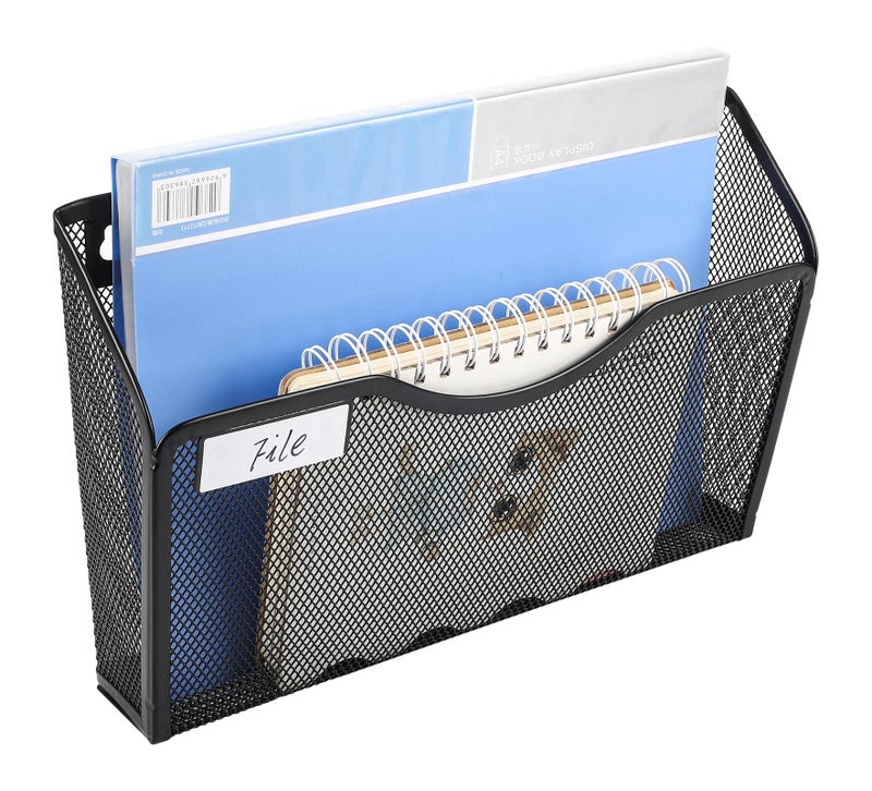 EasyPAG Wall File Organizer Single Pocket Mesh Hanging File Folder Organizer for Letter/A4 Size Folders Wall Mounted Vertical Mail Holder for Paperwork, Office, Home, School, Silver - Image 3