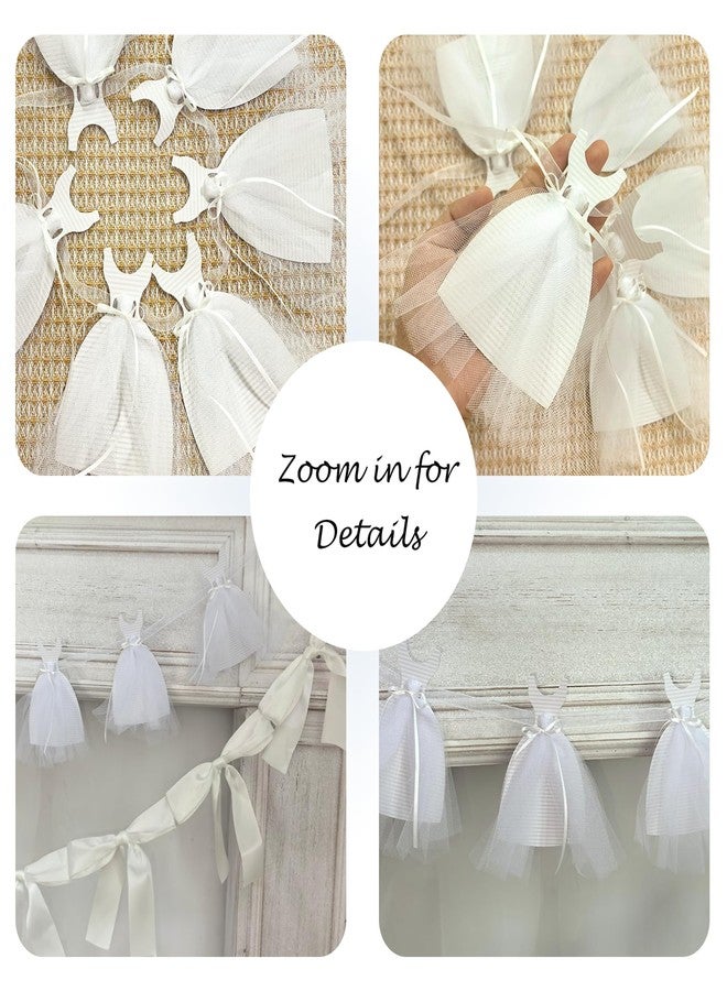 Eanjia 2Pcs Bridal Shower Banner Wedding Dress & Pre-Assembly White Ribbon Bow Garland for Wedding Reception Sign |Bride & Bachelorette Party Décor, Bride and Groom Engagement Gift | Bridesmaid Favor Chair Banner - Image 4