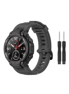 Generic Strap Compatible with Amazfit T-Rex/T-Rex Pro Smartwatch Soft Silicone Sports Replacement Watch Band Waterproof Breathable Wristband Bracelet with Tools (Grey)  - Image 1