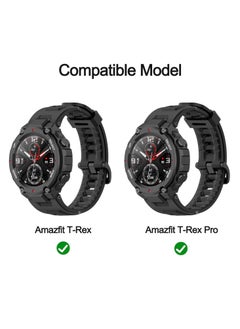 Generic Strap Compatible with Amazfit T-Rex/T-Rex Pro Smartwatch Soft Silicone Sports Replacement Watch Band Waterproof Breathable Wristband Bracelet with Tools (Grey)  - Image 2