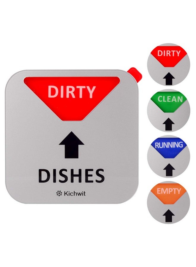 Kichwit Kichwit Dishwasher Magnet Clean Dirty Sign Indicator with Running and Empty Options, Non-Scratch Strong Magnetic Backing, Residue Free Adhesive Included, 3.5 Inch, Silver - Image 2