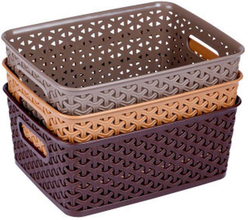 Kuber Industries Kuber Industries Plastic 3 Pieces Small Size Multipurpose Solitaire Storage Basket with Lid MultiCTKTC13456  - Image 1