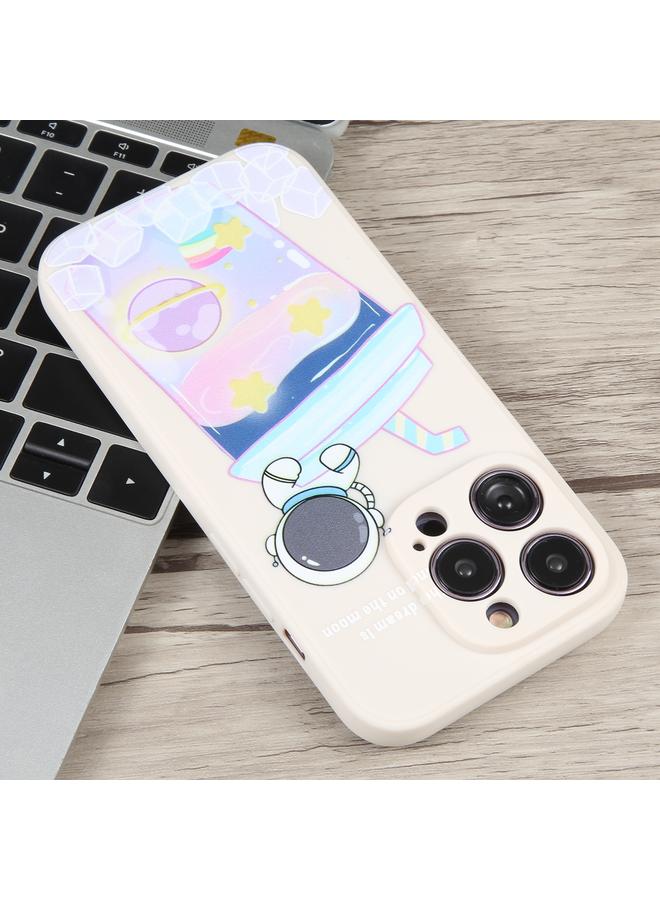 زبون جراب لهاتف iPhone 12 Pro بنمط رائد فضاء وحليب شاي، جراب هاتف من السيليكون السائل - Image 4