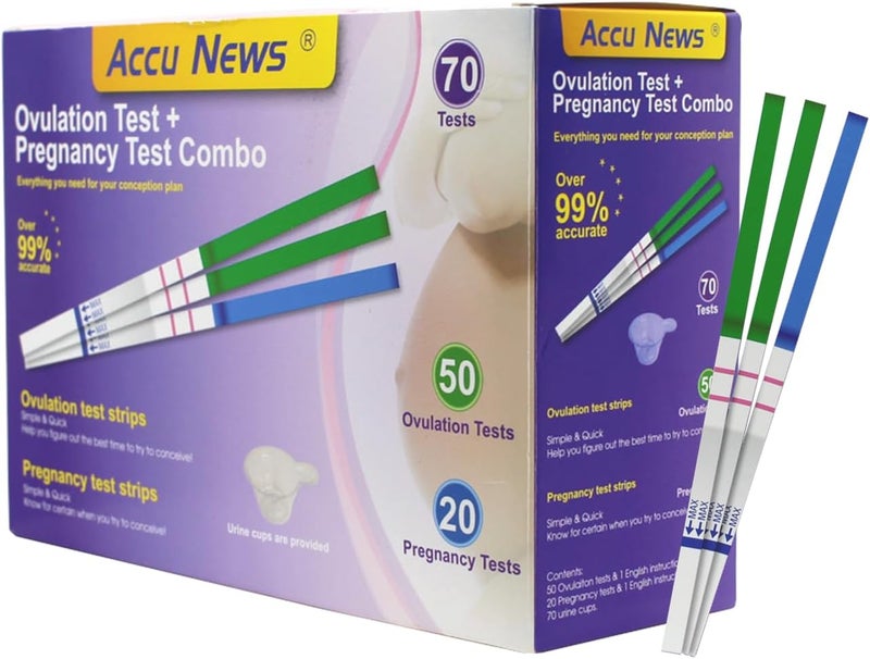Accu News مجموعة اختبار الإباضة واختبار الحمل للكشف المبكر عن الحمل واختبار الإباضة المنزلي وتحضير الحمل - Image 1
