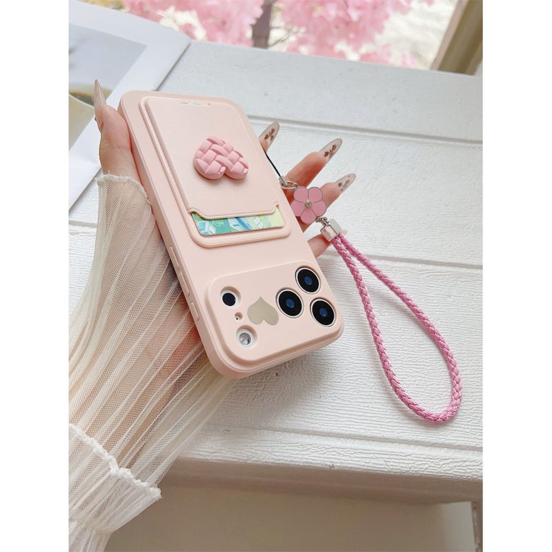 Black Heart Card Holder Phone Case With Lanyard For Samsung Galaxy S23 Plus - Image 4