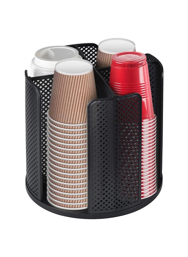 Paper Cup and Lid Holder Storage, Organizer Coffee Cup Dispenser for Countertop, Breakroom, Coffee Station, Buffet, Kitchen Cabinet Black - Image 1